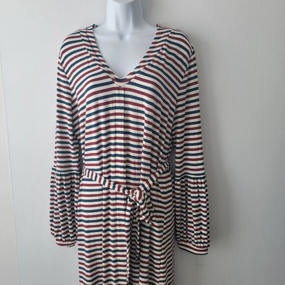 Universal Standard J. Crew Long Sleeve Jersey Stripe Knit Midi Dress size S - Picture 3 of 9